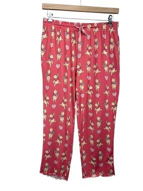 Disney Winnie the Pooh Heart Pajama Pants Crop Length High Rise Womens Large